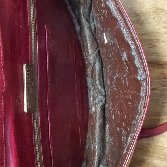 RARE Vintage Stuart Weitzman Leather Handbag Burgandy Floral Design - Picture 5 of 12